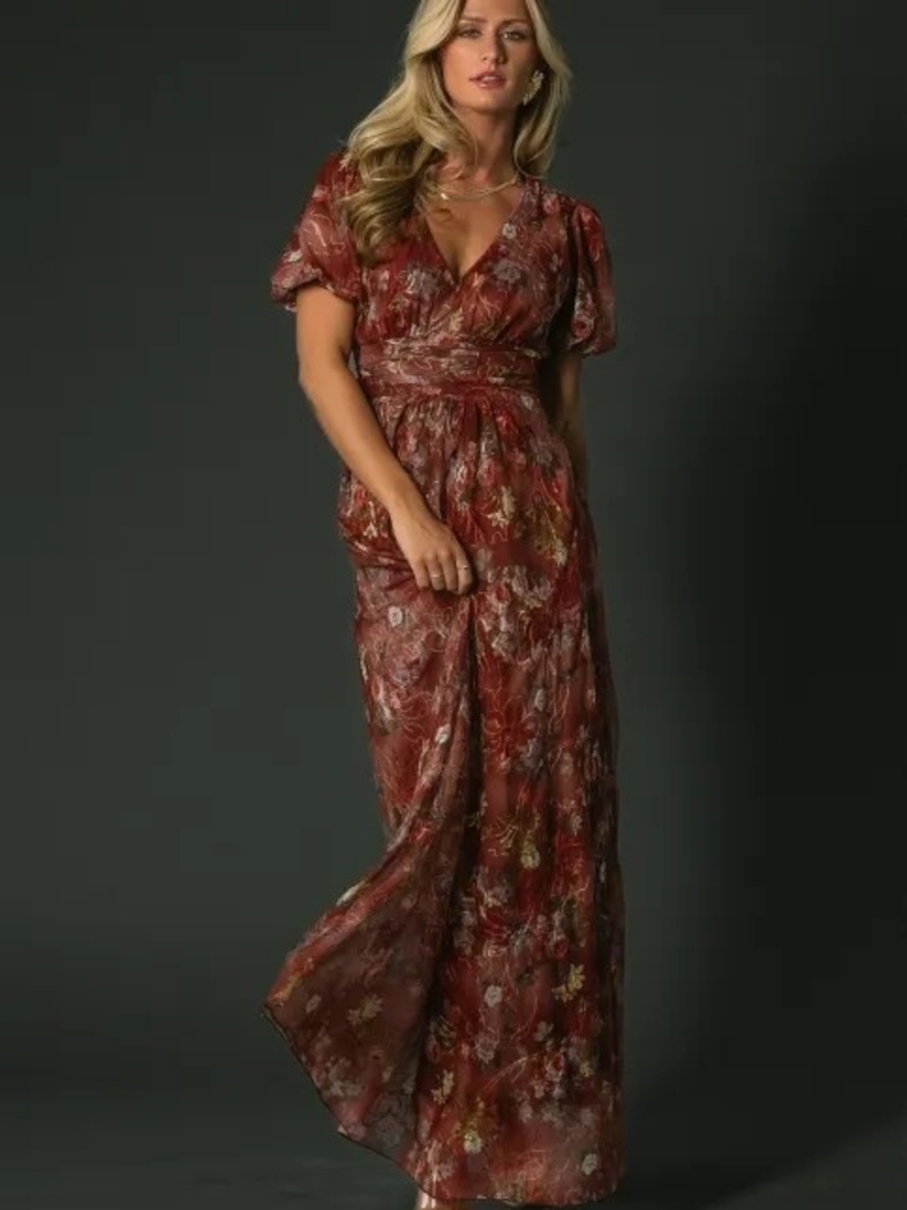 Baltic Born Women's Wine Floral Maxi Wrap Dress